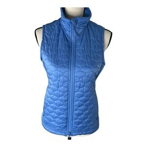 LL Bean Womens Blue Lightweight Puffer Vest Jacket Size Small Double Zip Closure